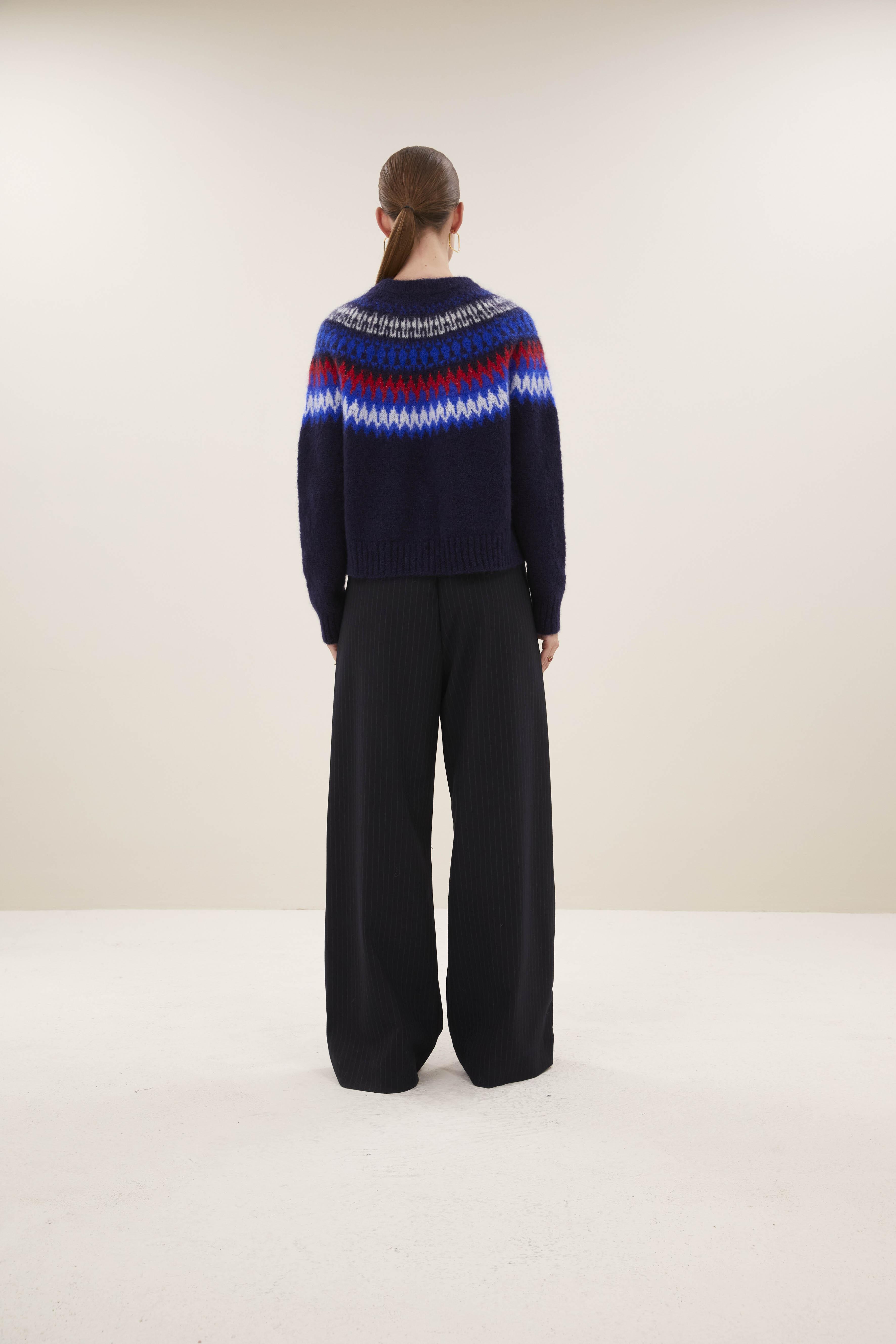 By-Bar Jacky Pullover Navy Damen Mohair Fair Isle dunkelblau